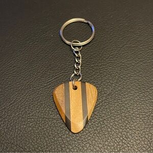 New Handmade Guitar Pick keychain Multi Tri Wood
